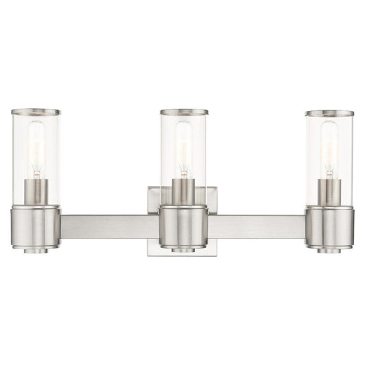 Livex Lighting Quincy Collection 3 Light Brushed Nickel Vanity Sconce 17143-91