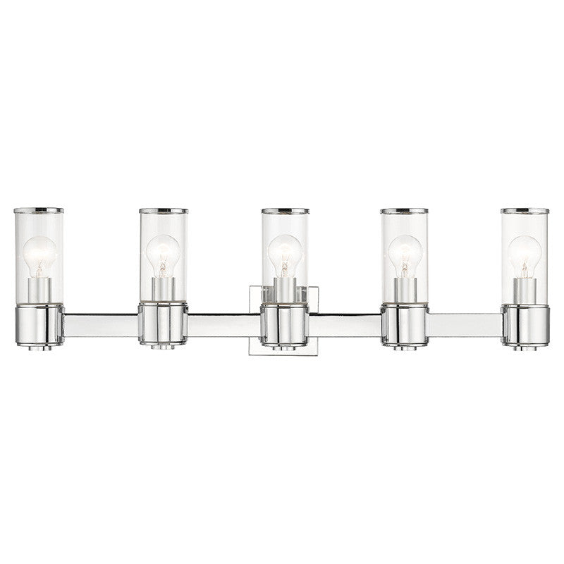 Livex Lighting Quincy Collection 5 Light Polished Chrome Large Vanity Sconce 17145-05