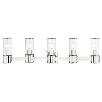 Livex Lighting Quincy Collection 5 Light Polished Chrome Large Vanity Sconce 17145-05