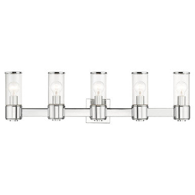 Livex Lighting Quincy Collection 5 Light Polished Chrome Large Vanity Sconce 17145-05