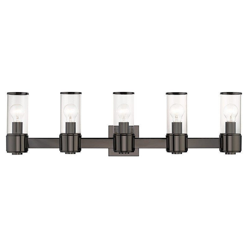 Livex Lighting Quincy Collection 5 Light Black Chrome Large Vanity Sconce 17145-46