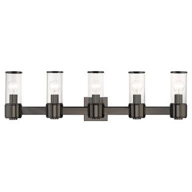 Livex Lighting Quincy Collection 5 Light Black Chrome Large Vanity Sconce 17145-46