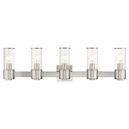 Livex Lighting Quincy Collection 5 Light Brushed Nickel Large Vanity Sconce 17145-91