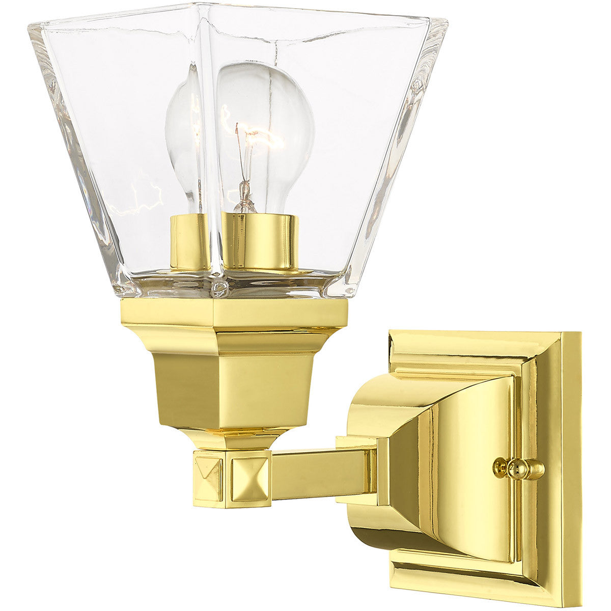 Livex Lighting Mission Collection 1 Lt Polished Brass Wall Sconce in Polished Brass 17171-02