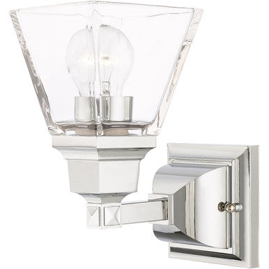 Livex Lighting Mission Collection 1 Lt Polished Chrome Wall Sconce in Polished Chrome 17171-05