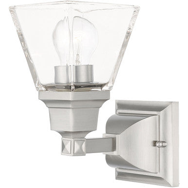 Livex Lighting Mission Collection 1 Lt Brushed Nickel Wall Sconce in Brushed Nickel 17171-91