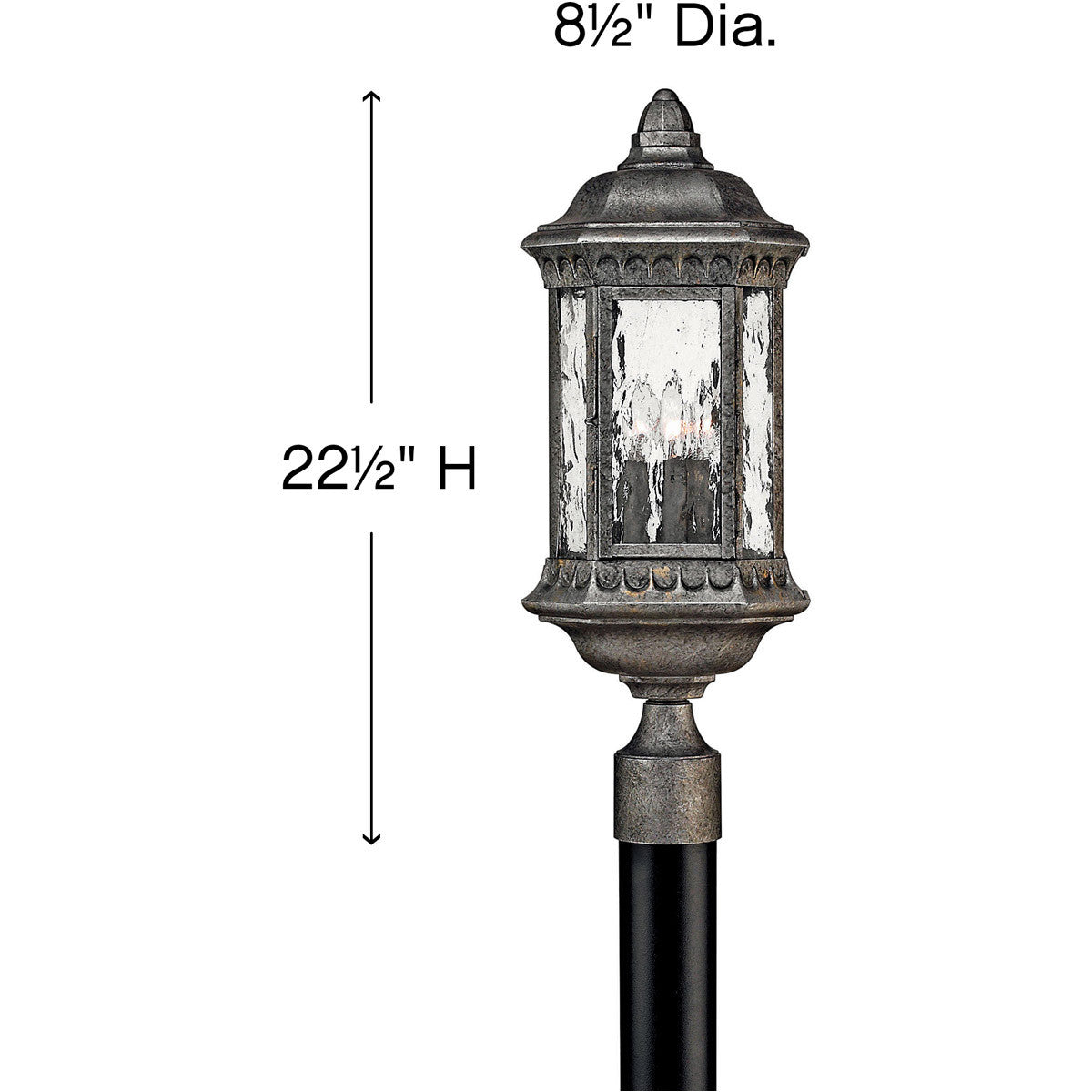 Hinkley Lighting Regal Medium Post Top or Pier Mount Lantern Black Granite 1721BG