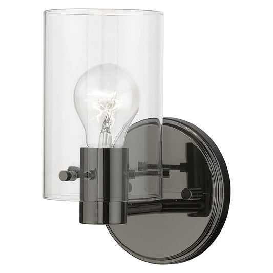 Livex Lighting Munich Collection  1 Light Black Chrome Single Sconce in Black Chrome 17231-46