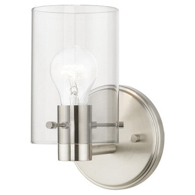 Livex Lighting Munich Collection  1 Light Brushed Nickel Single Sconce in Brushed Nickel 17231-91