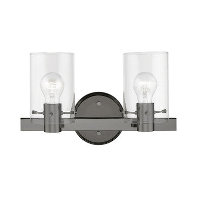 Livex Lighting Munich Collection  2 Light Black Chrome Vanity Sconce in Black Chrome 17232-46