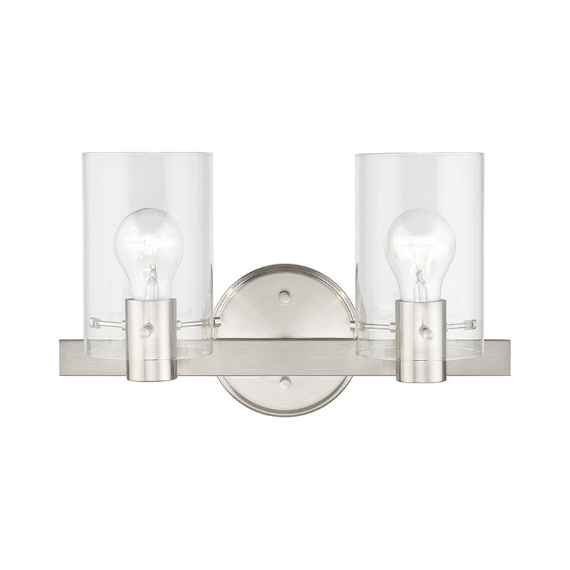 Livex Lighting Munich Collection  2 Light Brushed Nickel Vanity Sconce in Brushed Nickel 17232-91