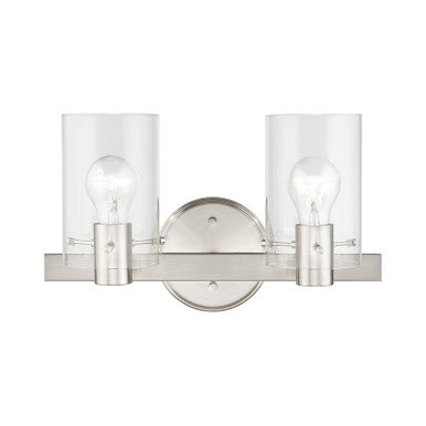 Livex Lighting Munich Collection  2 Light Brushed Nickel Vanity Sconce in Brushed Nickel 17232-91