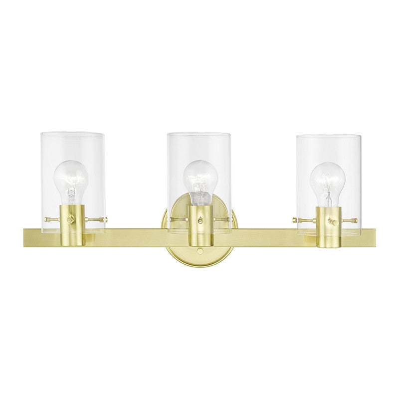 Livex Lighting Munich Collection  3 Light Satin Brass Vanity Sconce in Satin Brass 17233-12