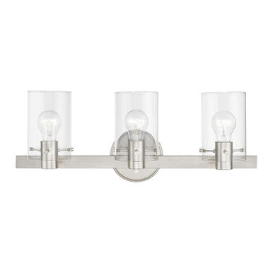 Livex Lighting Munich Collection  3 Light Brushed Nickel Vanity Sconce in Brushed Nickel 17233-91