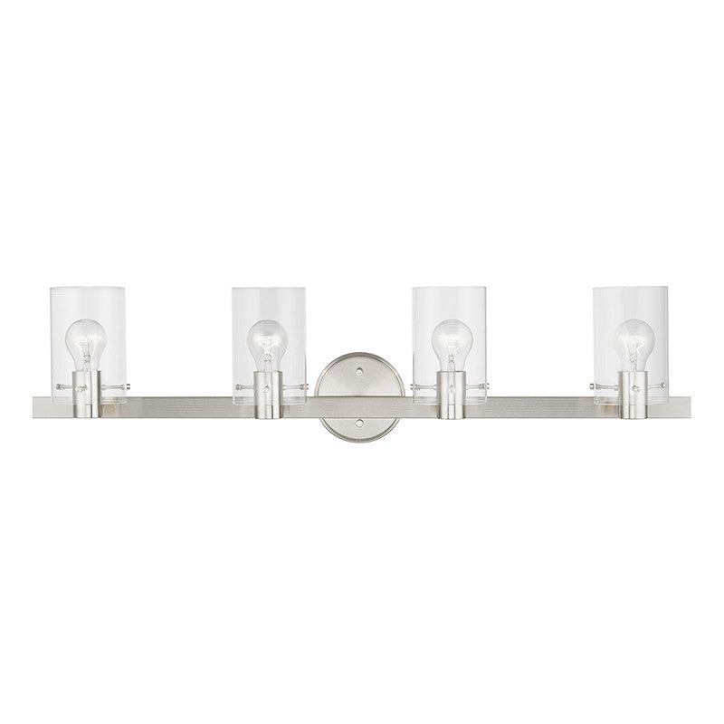 Livex Lighting Munich Collection  4 Light Brushed Nickel Vanity Sconce in Brushed Nickel 17234-91