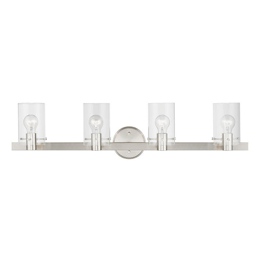 Livex Lighting Munich Collection  4 Light Brushed Nickel Vanity Sconce in Brushed Nickel 17234-91