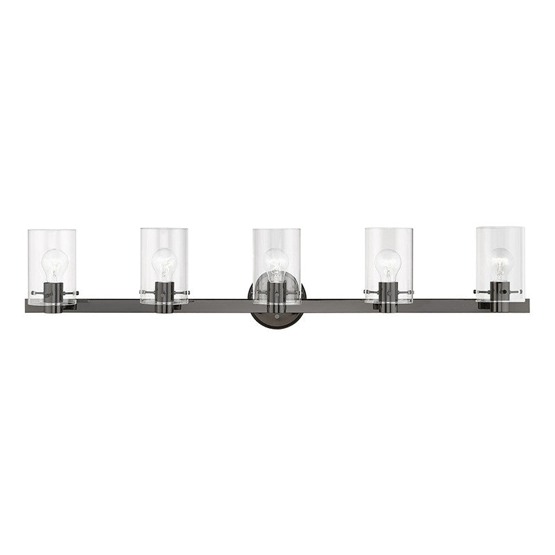 Livex Lighting Munich Collection  5 Light Black Chrome Vanity Sconce in Black Chrome 17235-46