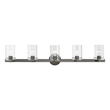 Livex Lighting Munich Collection  5 Light Black Chrome Vanity Sconce in Black Chrome 17235-46