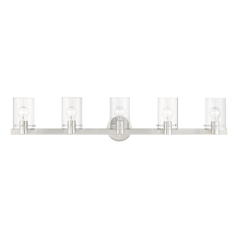 Livex Lighting Munich Collection  5 Light Brushed Nickel Vanity Sconce in Brushed Nickel 17235-91