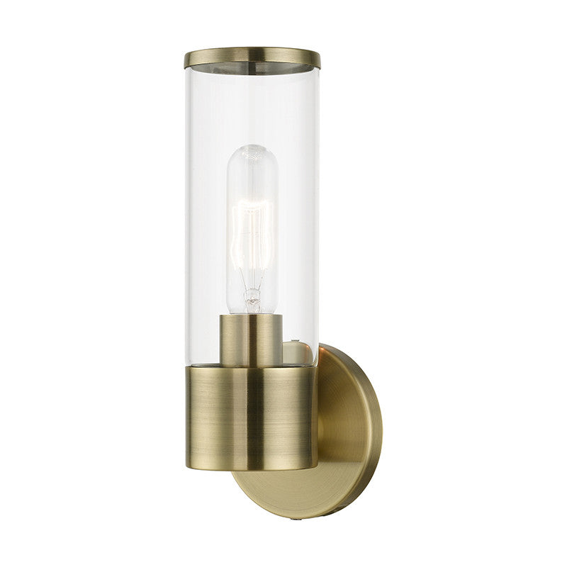 Livex Lighting Banca Collection  1 Light Antique Brass ADA Single Sconce in Antique Brass 17281-01