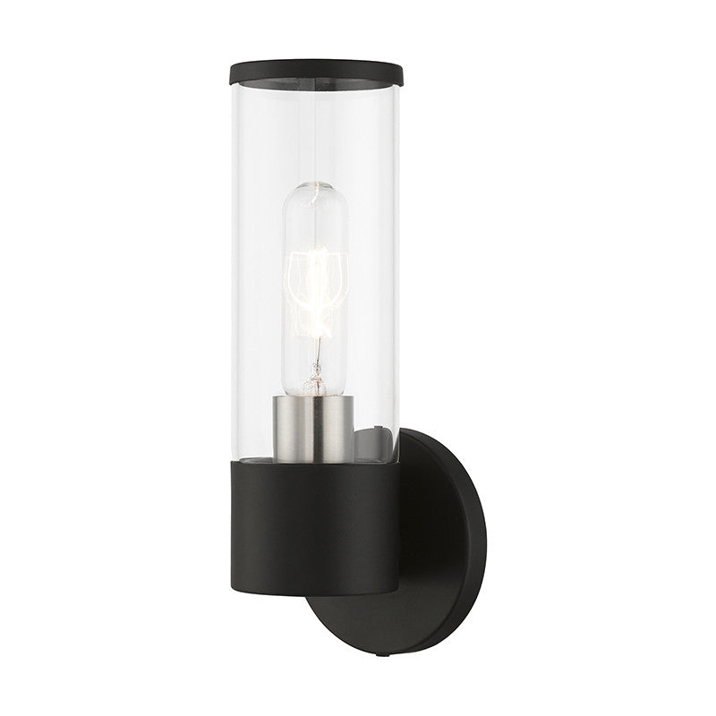 Livex Lighting Banca Collection  1 Light Black with Brushed Nickel Accent ADA Single Sconce in Black with Brushed Nickel Accent 17281-04