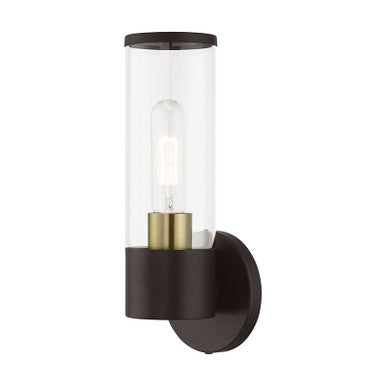 Livex Lighting Banca Collection  1 Light Bronze with Antique Brass Accent ADA Single Sconce in Bronze with Antique Brass Accent 17281-07