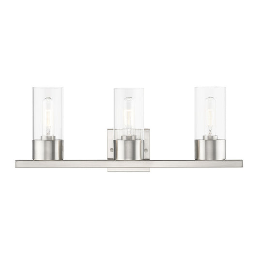 Livex Lighting Carson Collection  3 Light Brushed Nickel Vanity Sconce in Brushed Nickel 17313-91