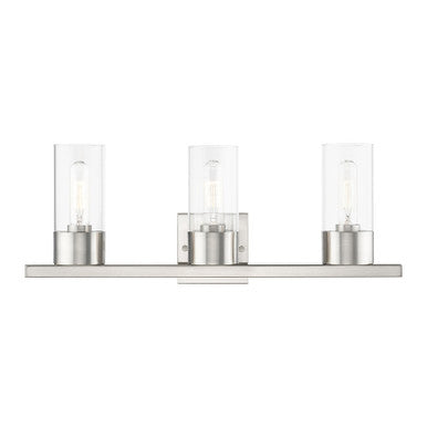 Livex Lighting Carson Collection  3 Light Brushed Nickel Vanity Sconce in Brushed Nickel 17313-91