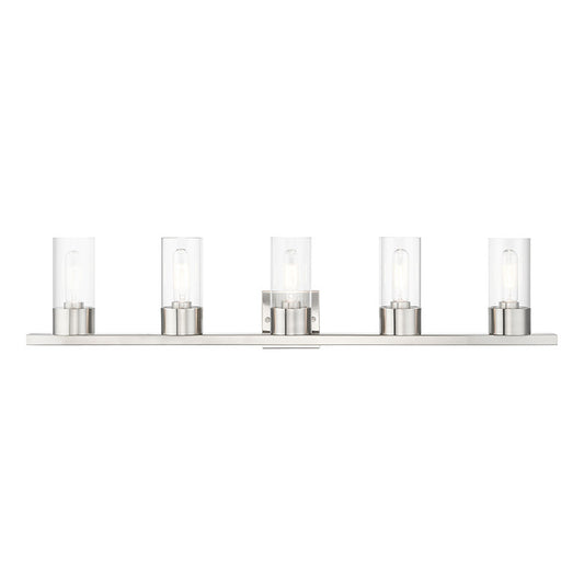 Livex Lighting Carson Collection  5 Light Brushed Nickel Vanity Sconce in Brushed Nickel 17315-91