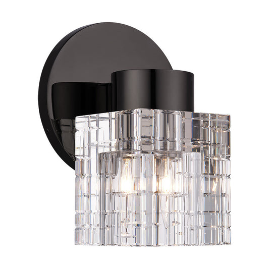 Livex Lighting Rotterdam Collection 1 Light Black Chrome Crystal Single Sconce 17371-46