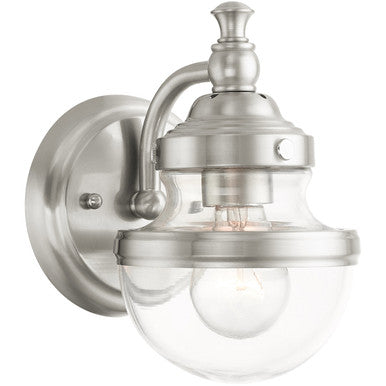 Livex Lighting Oldwick Collection 1 Lt Brushed Nickel Wall Sconce in Brushed Nickel 17411-91