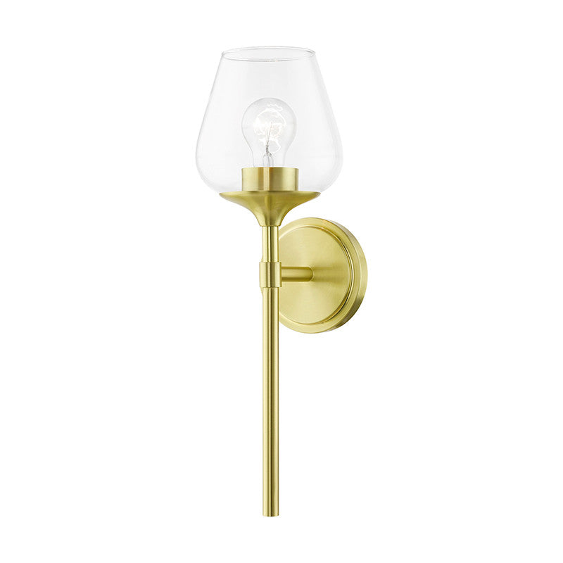 Livex Lighting Willow Collection  1 Light Satin Brass Vanity Sconce in Satin Brass 17471-12