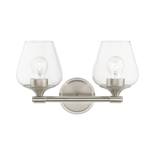 Livex Lighting Willow Collection  2 Light Brushed Nickel Vanity Sconce in Brushed Nickel 17472-91