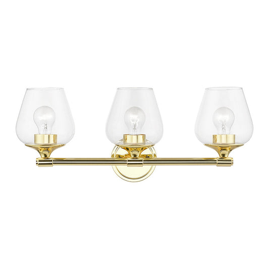 Livex Lighting Willow Collection  3 Light Polished Brass Vanity Sconce in Polished Brass 17473-02