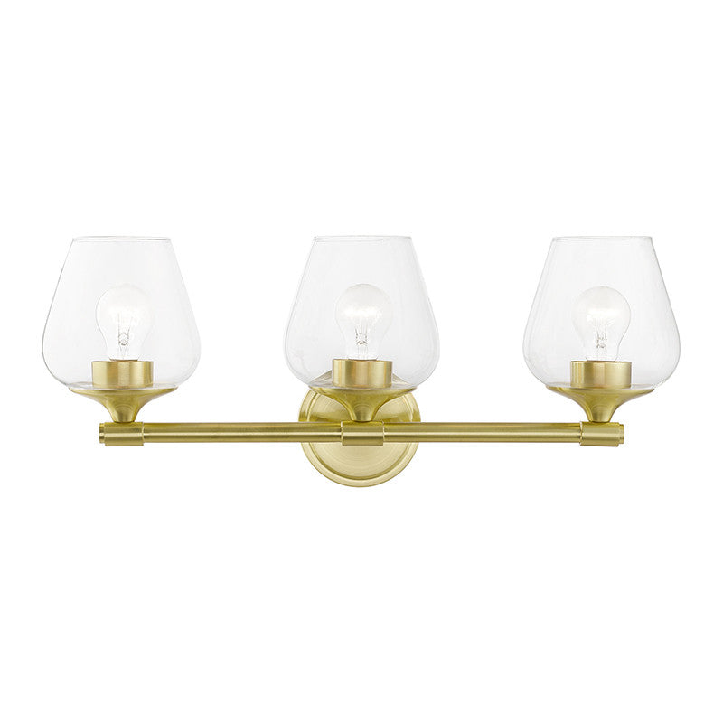 Livex Lighting Willow Collection  3 Light Satin Brass Vanity Sconce in Satin Brass 17473-12