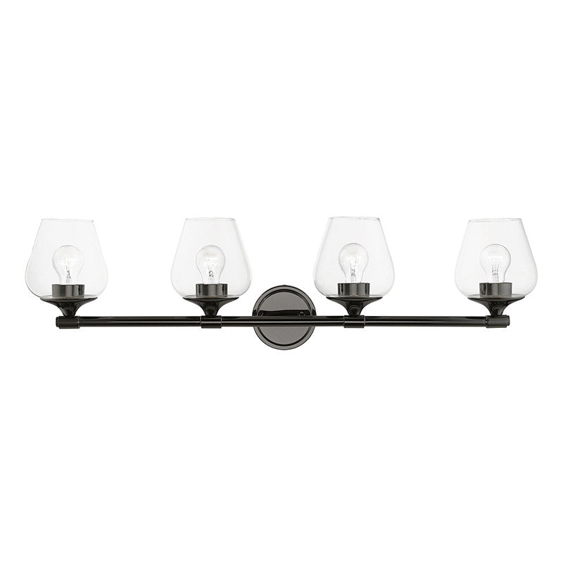 Livex Lighting Willow Collection  4 Light Black Chrome Vanity Sconce in Black Chrome 17474-46