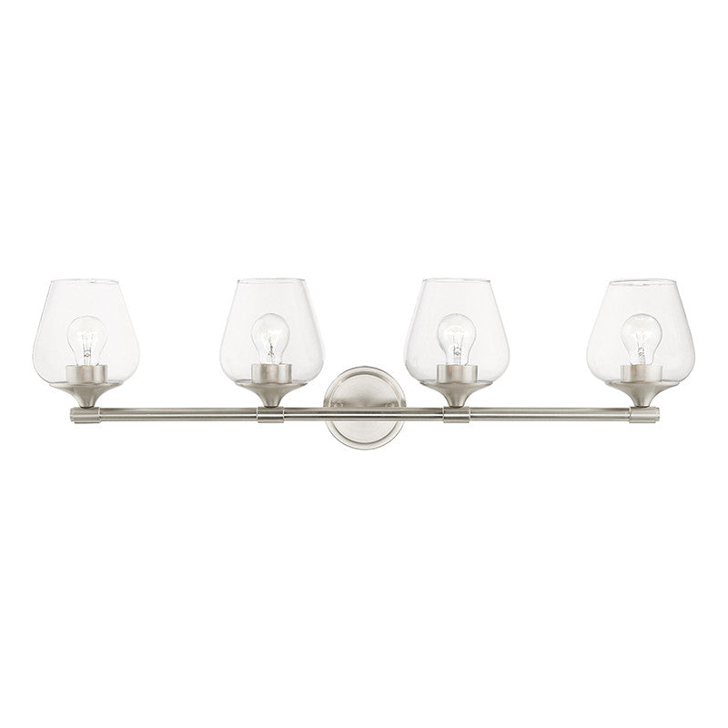 Livex Lighting Willow Collection  4 Light Brushed Nickel Vanity Sconce in Brushed Nickel 17474-91