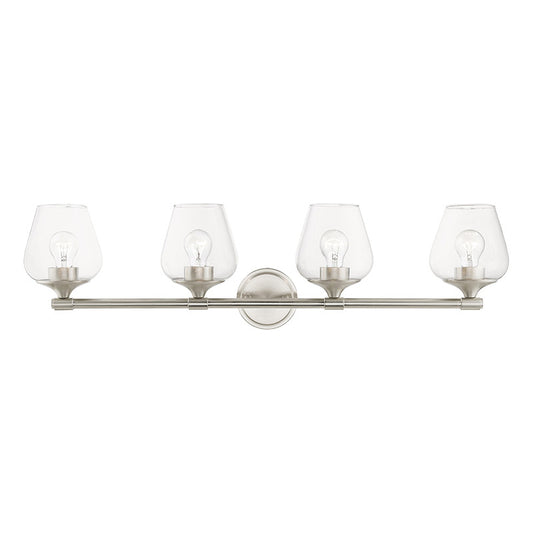 Livex Lighting Willow Collection  4 Light Brushed Nickel Vanity Sconce in Brushed Nickel 17474-91