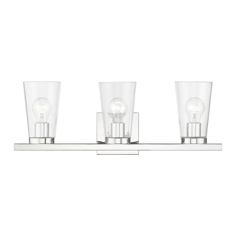 Livex Lighting Cityview Collection  3 Light Polished Chrome Vanity Sconce in Polished Chrome 17623-05