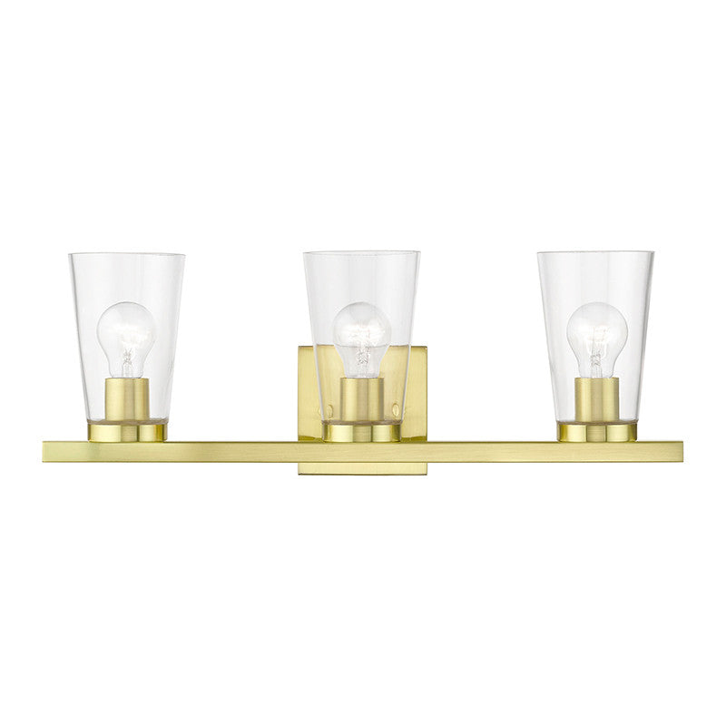 Livex Lighting Cityview Collection  3 Light Satin Brass Vanity Sconce in Satin Brass 17623-12