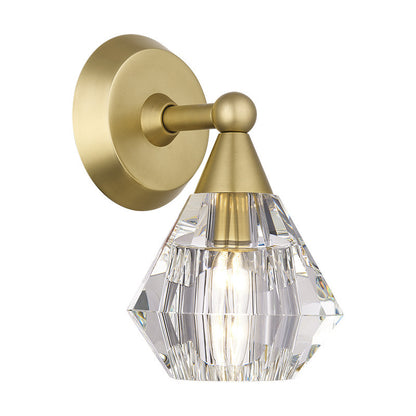 Livex Lighting Brussels Collection 1 Light Natural Brass Crystal Single Sconce 17811-08