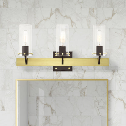 Livex Lighting Beckett Collection  3 Light Satin Brass Vanity Sconce in Satin Brass & Bronze 17823-12