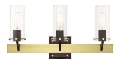 Livex Lighting Beckett Collection  3 Light Satin Brass Vanity Sconce in Satin Brass & Bronze 17823-12