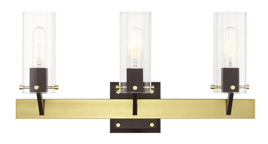 Livex Lighting Beckett Collection  3 Light Satin Brass Vanity Sconce in Satin Brass & Bronze 17823-12