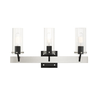 Livex Lighting Beckett Collection  3 Light Brushed Nickel Vanity Sconce in Brushed Nickel & Black 17823-91