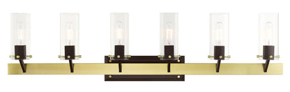 Livex Lighting Beckett Collection  6 Light Satin BrassVanity Sconce in Satin Brass & Bronze 17826-12