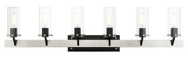 Livex Lighting Beckett Collection  6 Light Brushed Nickel Vanity Sconce in Brushed Nickel & Black 17826-91