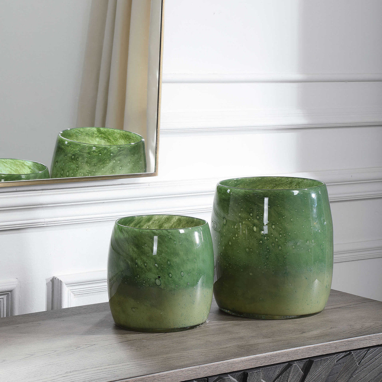 Uttermost Matcha Green Glass Vases, S/2 17845