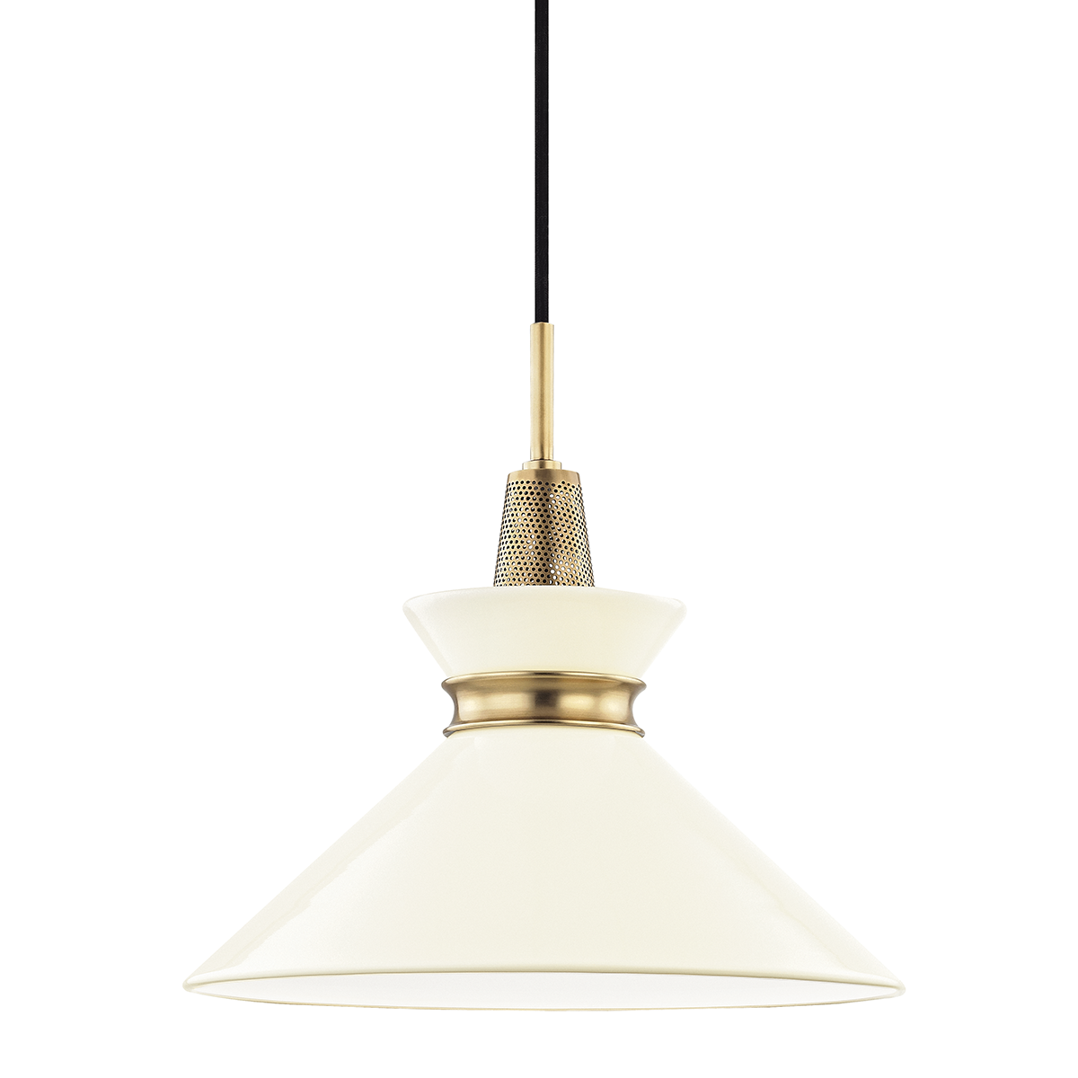 Mitzi 1 Light Pendant in Aged Brass/Cream H251701S-AGB/CR