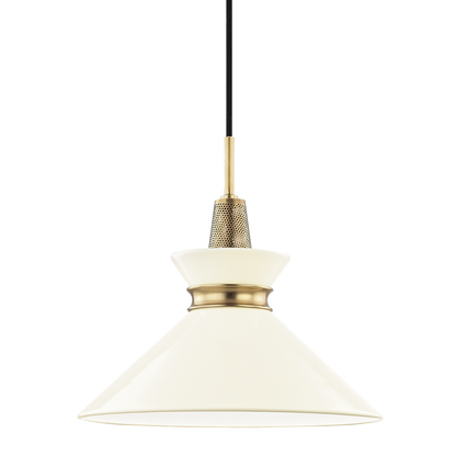 Mitzi 1 Light Pendant in Aged Brass/Cream H251701S-AGB/CR